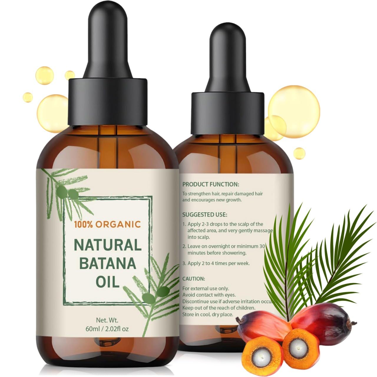 Raw Batana Oil for Hair Growth from Honduras, Dr. Sebi Hair Oil 100% Natural and Pure Nourishment