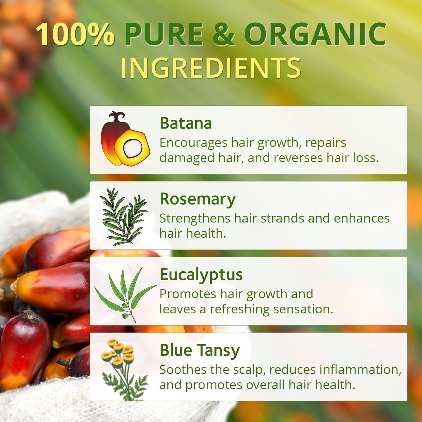 Raw Batana Oil for Hair Growth from Honduras, Dr. Sebi Hair Oil 100% Natural and Pure Nourishment