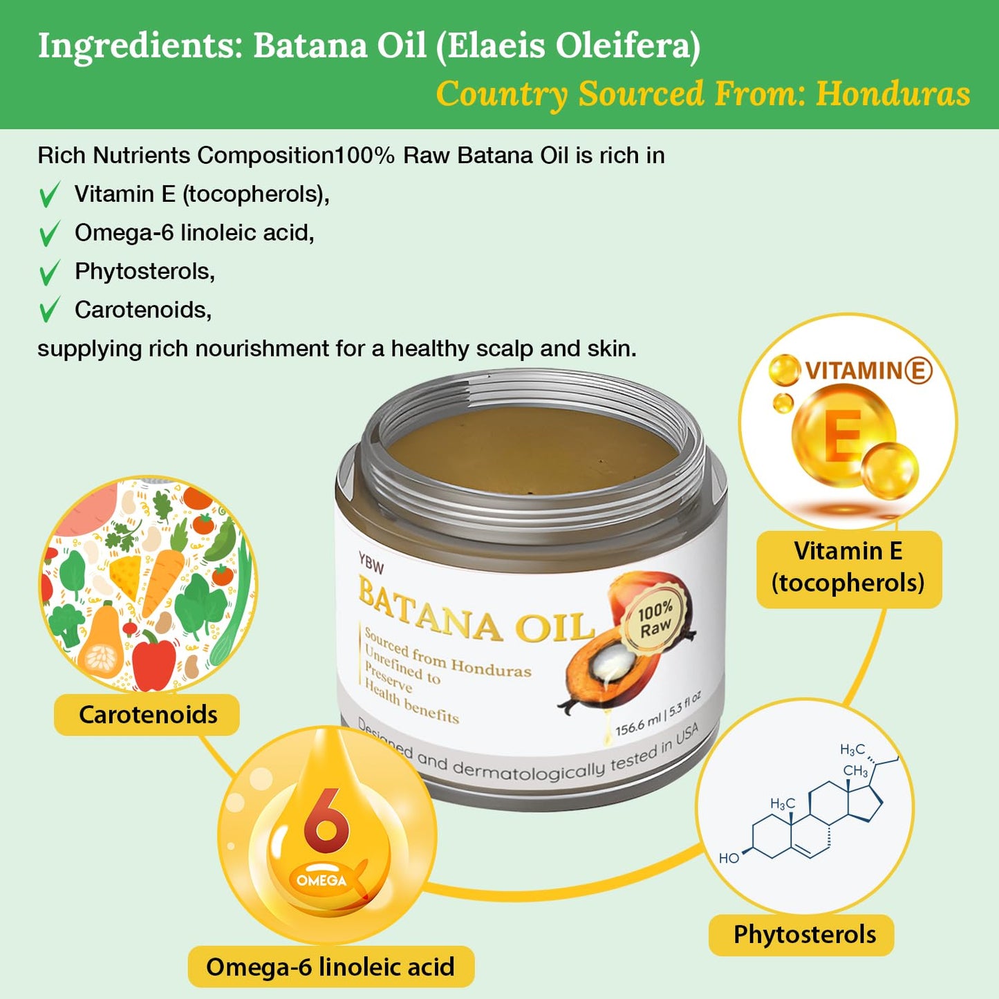 Dr. Sebi 100% Natural, Unrefined and Organic Batana Oil from Honduras for Hair Growth