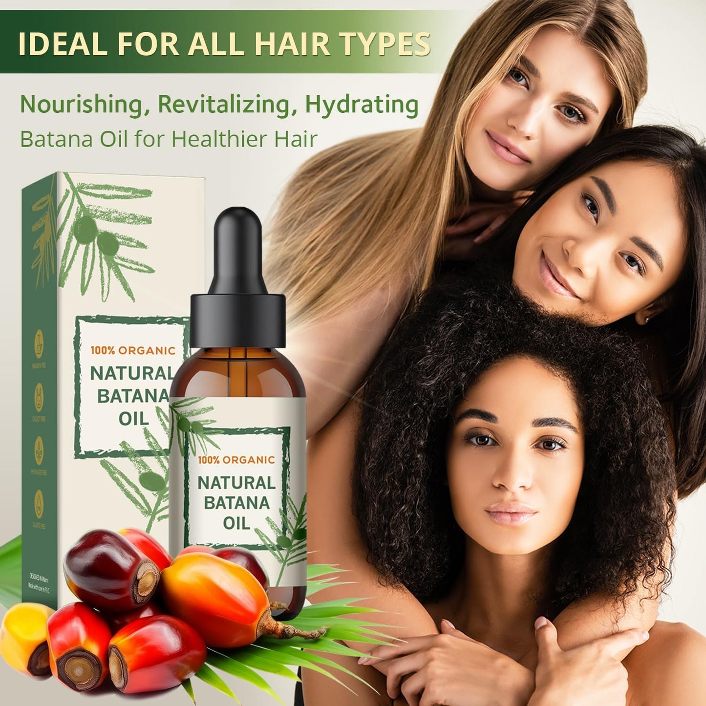 Raw Batana Oil for Hair Growth from Honduras, Dr. Sebi Hair Oil 100% Natural and Pure Nourishment