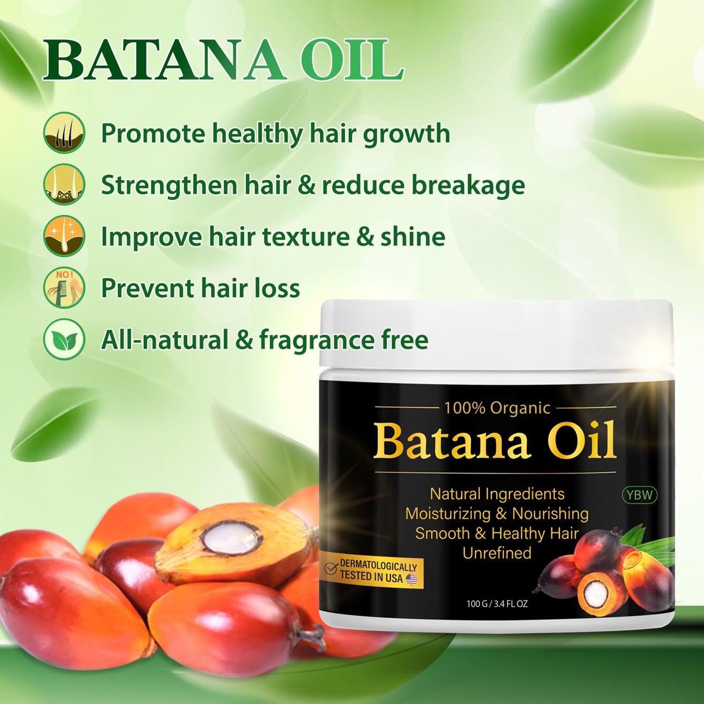 100% Natural Raw Batana Oil for Hair Growth, Dr. Sebi Hair Oil from Honduras