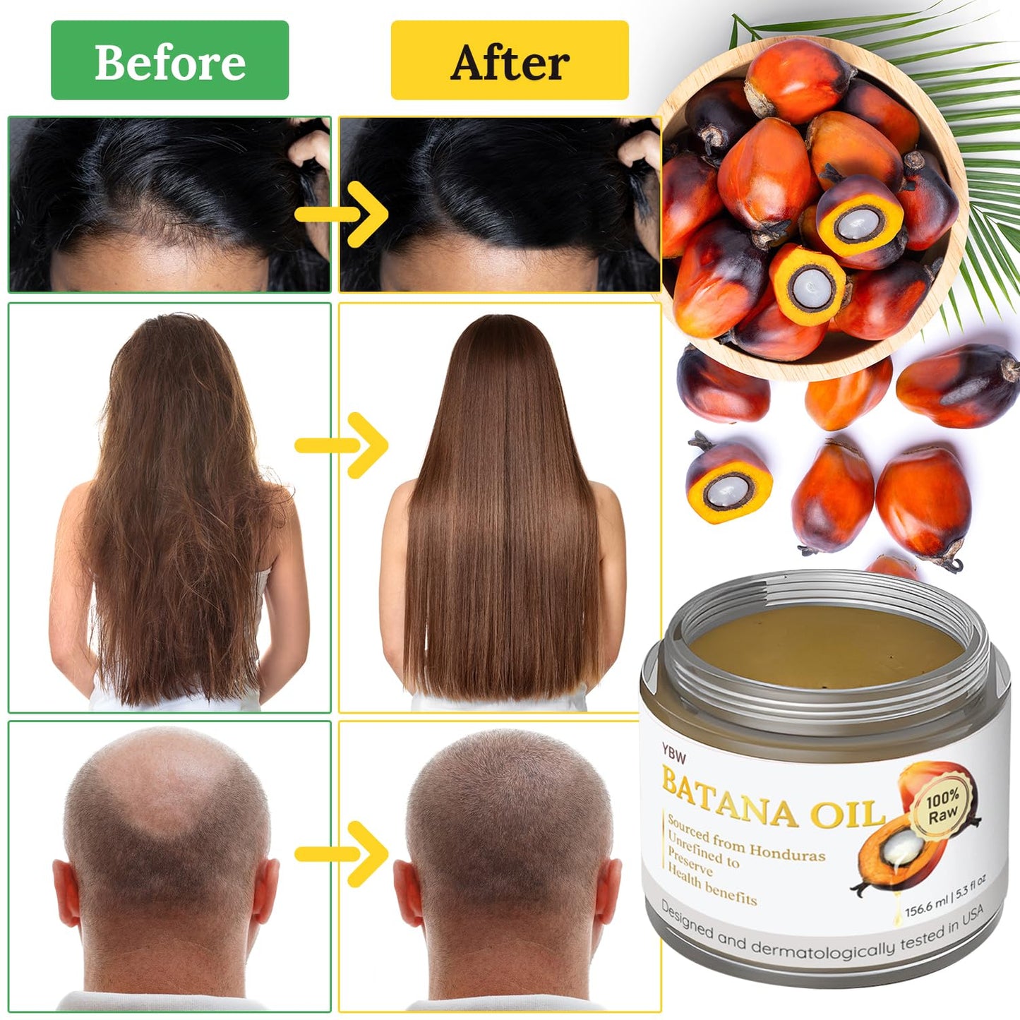 Dr. Sebi 100% Natural, Unrefined and Organic Batana Oil from Honduras for Hair Growth