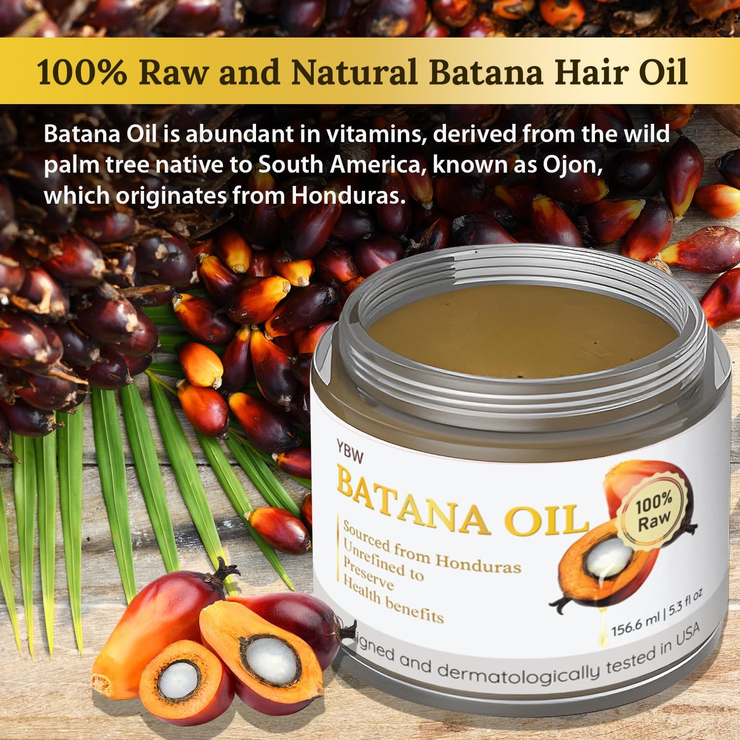 Dr. Sebi 100% Natural, Unrefined and Organic Batana Oil from Honduras for Hair Growth